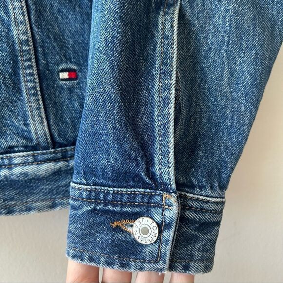 Vintage Tommy Hilfiger Blue Denim Jacket with Red and White Logo - Picture 5 of 16